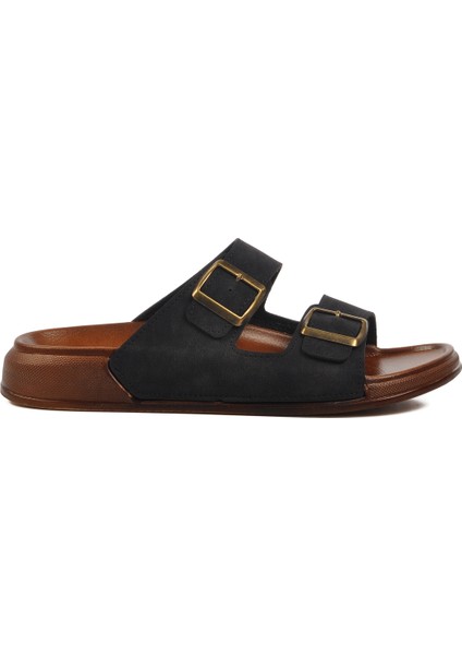 Siyah Çift Bantlı Hafif Erkek Günlük Terlik PC-7411 M