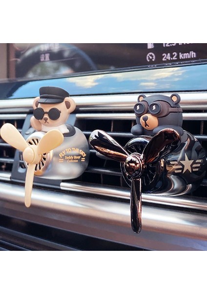 Pervaneli Siyah Klima Süsü Oto Koku Klipsi Sallanan Başlı Pilot Siyah Ayı Araba Hava Ferahlatıcı Maskot modelleri