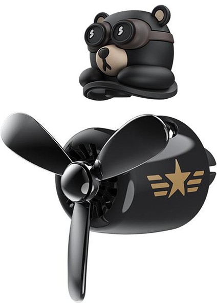 Pervaneli Siyah Klima Süsü Oto Koku Klipsi Sallanan Başlı Pilot Siyah Ayı Araba Hava Ferahlatıcı Maskot fırsatları