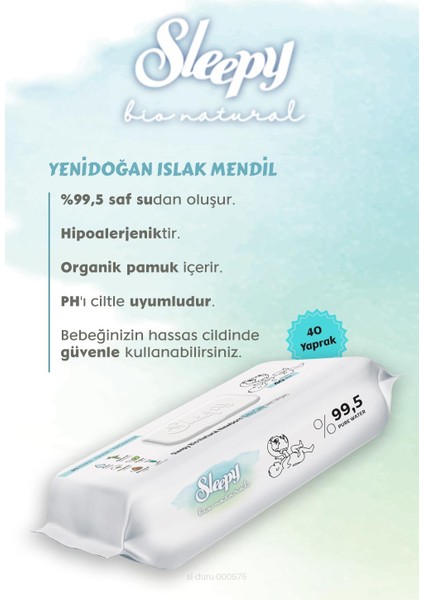 Bio Natural Islak Havlu 40'lı 6 Al 5 Öde ve Bebe Temizleme Pamuğu,