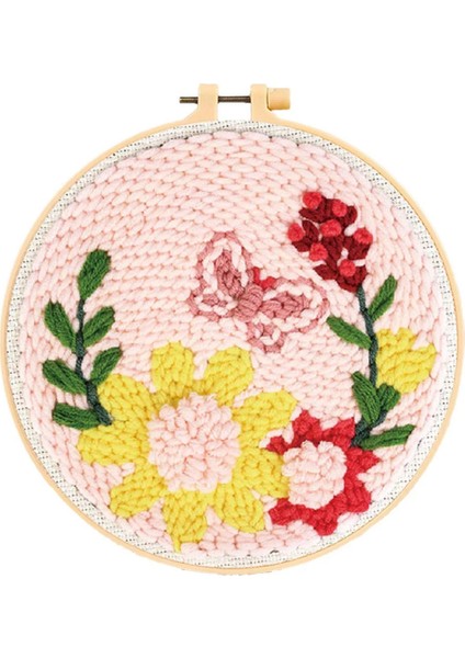 Kasnaklı Goblen Punch (Panç) Işleme Seti 20 cm Çiçek-Kelebek Deseni fiyatları