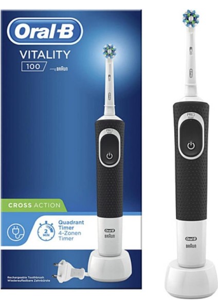 Oral B Şarjlı Vitality Cross Action Black D100 Elektrikli Diş Fırçası Siyah