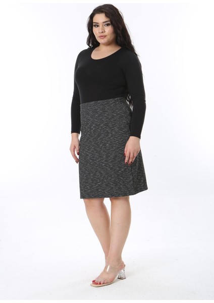 Kadın Büyük Beden Antrasit Likralı Kırçıllı Dar Etek 65N38677 indirimleri