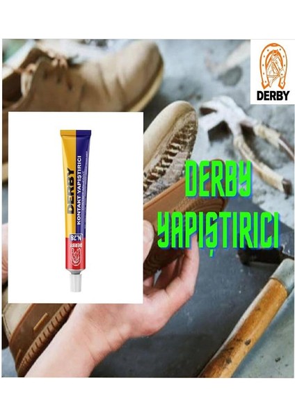Derby Yapıştırıcı 40 gr Tüp 1 Adet Kontakt Sıvı Yapıştırıcı Deri Kösele Lastik Kumaş Porselen Mobilya Yapıştırıcı