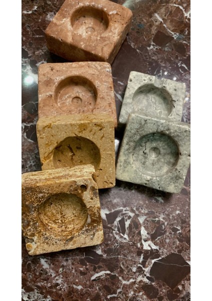 Mermer Hediyelik Obje Biblo açık kahve gri sarı mumluk fırsatları