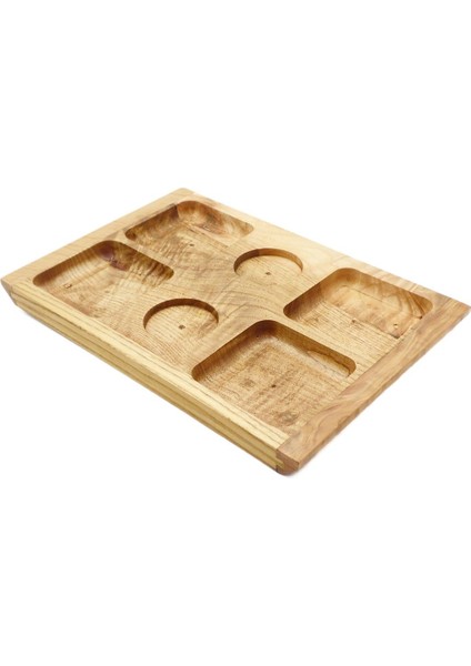 Ahşap 6 Gözlü Kahvaltılık Ve Çerez Tabağı Zeytin Ağacı 35 Cm modelleri