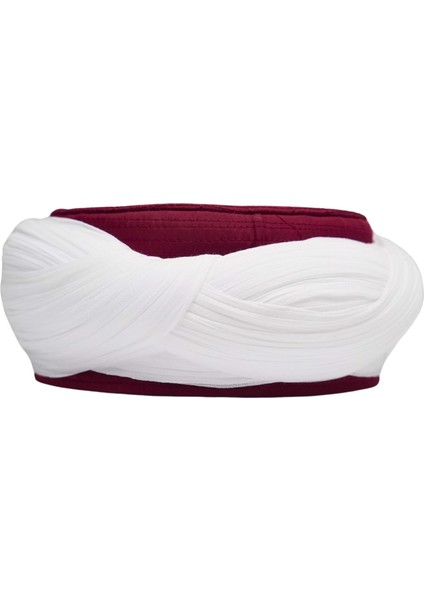 Talebe Sarığı-Beyaz Kumaş-Bordo Takke-Çapraz Sarım-Kuş Gözlü-7 Metre fırsatları