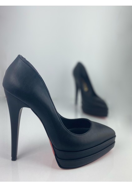 Siyah Mat Çift Platform Stiletto Topuklu Ayakkabı fırsatları