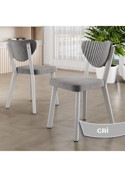 Arfe Serisi 6 Adet Mutfak Sandalyesi Beyaz Metal Iskeletli Babyface Kumaş fiyatları