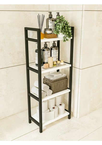 Banyo Rafı Metal Parlak Beyaz Çok Amaçlı Dolap Banyo Düzenleyici