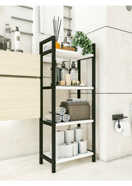 Banyo Rafı Metal Parlak Beyaz Çok Amaçlı Dolap Banyo Düzenleyici