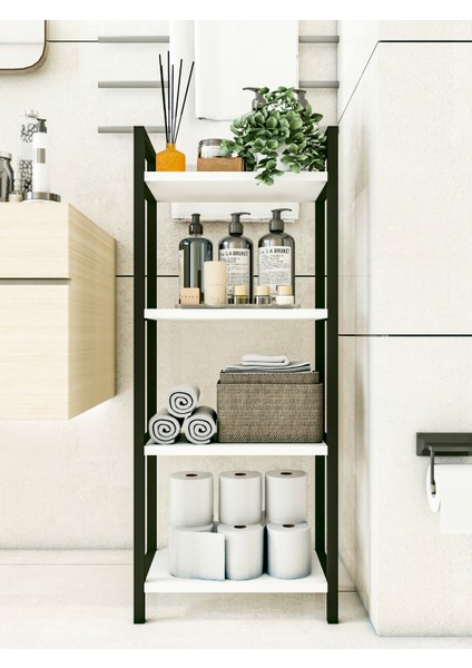 Banyo Rafı Metal Parlak Beyaz Çok Amaçlı Dolap Banyo Düzenleyici