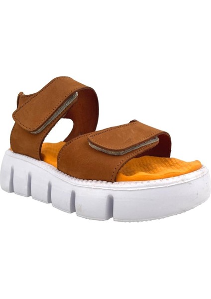 Yüksek Taban Çift Cırtlı Genç Kız Sandalet Taba fiyatları