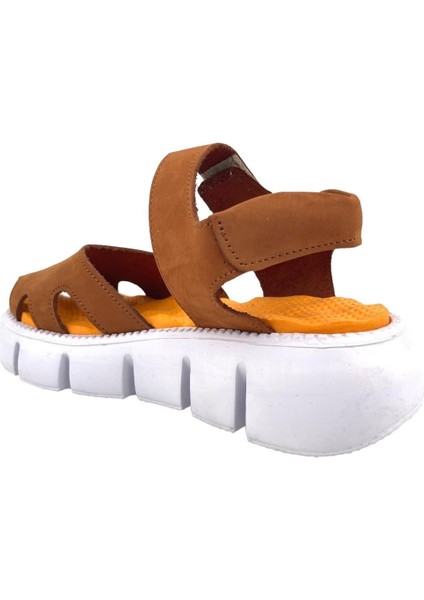 Retro Kız Çocuk Deri Sandalet Kahverengi