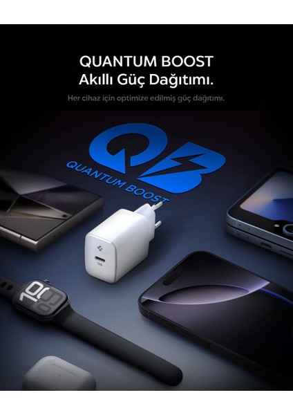 20W USB-C Mini Hızlı Şarj Aleti/Şarj Isısını Düşürür GaN Destekli Akım Korumalı Güç Adaptörü iPhone & Android & iPad Type-C EE201 White - ACH08701