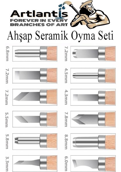 Ahşap Seramik Oyma Seti 6 Lı Kretuar 1 Paket Iskarpela Seti Paslanmaz Çelik Bıçaklı Ağaç Oyma Heykel Hobi Kretuar Gravür