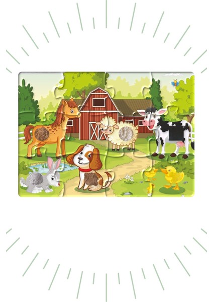Dokun-Hisset Serisi 2'li Set 12 Parça Baby Puzzle 2.set ve 12 Parça Puzzle Çiftlik