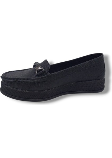 132 Kadın Siyah Pırıltılı Taşlı Dolgu Topuk Ayakkabı modelleri