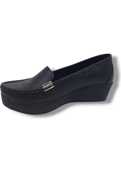 109 Kadın Siyah Pırıltılı Dolgu Topuk Ayakkabı modelleri