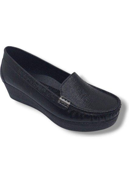 109 Kadın Siyah Pırıltılı Dolgu Topuk Ayakkabı fırsatları