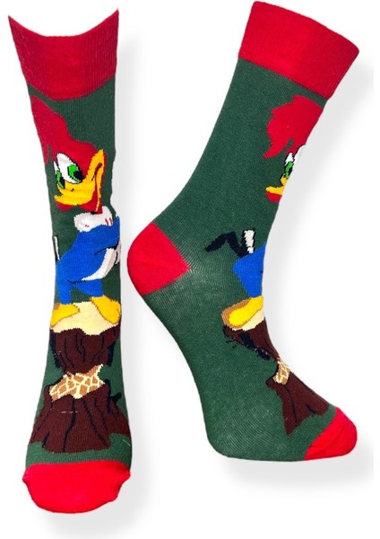 Tekli Haki Renkli Çizgi Film Karakterli Unisex Esnek Nem Alabilen Pamuklu Soket Çorap fiyatları