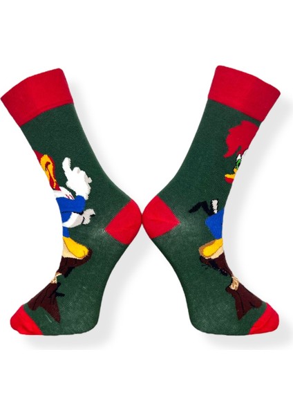 Tekli Haki Renkli Çizgi Film Karakterli Unisex Esnek Nem Alabilen Pamuklu Soket Çorap modelleri