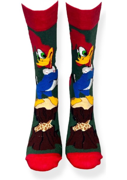 Tekli Haki Renkli Çizgi Film Karakterli Unisex Esnek Nem Alabilen Pamuklu Soket Çorap fırsatları