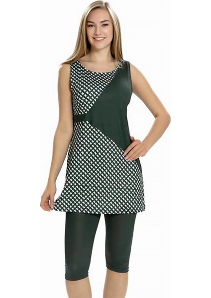 Sıfır Kol Taytlı Yarı Kapalı Mayo 155-29 Haki