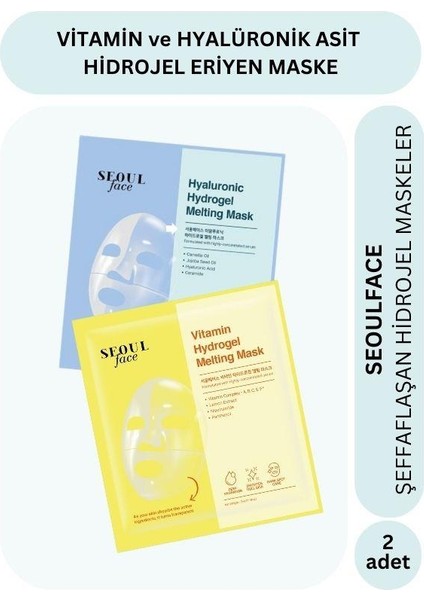 Vitamin ve Hiyalüronik Asit Özlü Hydrojel Şeffaflaşan Eriyen Maske 34 gr 2 Adet