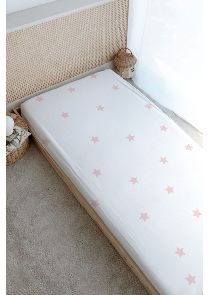 Baskılı Düz Çarşaf - For Baby Serisi - Pembe Kulaklı Tavşan