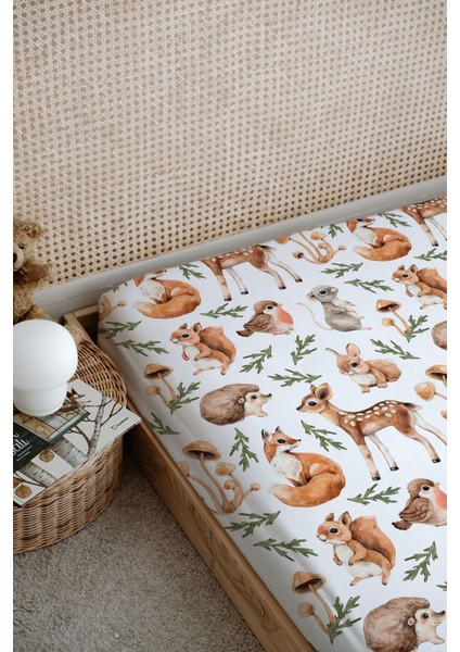 Baskılı Düz Çarşaf - Iconic Serisi - Sonbahar Orman Hayvanları fiyatları