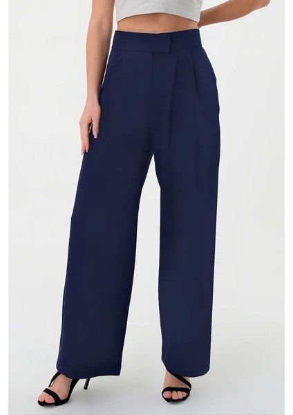 Cırtlı Palazzo Pantolon 1353 - Lacivert modelleri