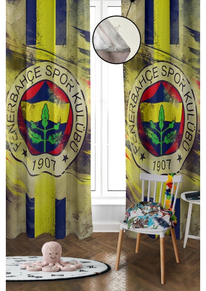 Dijital Baskı Yıkanabilir Dekoratif Modern Desenli 2 Kanat Bebek ve Çocuk Odası Fon Perdesi