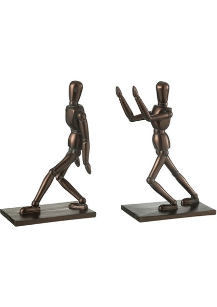 Metal sanatsal figür kitap tutucu