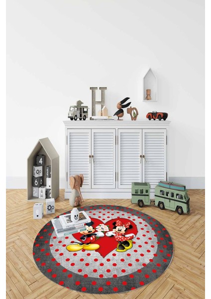 Baskılı Sevgili Fare Figürlü Yıkanabilir Kaymaz Yuvarlak Çocuk Odası Halısı, Çocuk-Y-82-Kırmızı, fiyatları