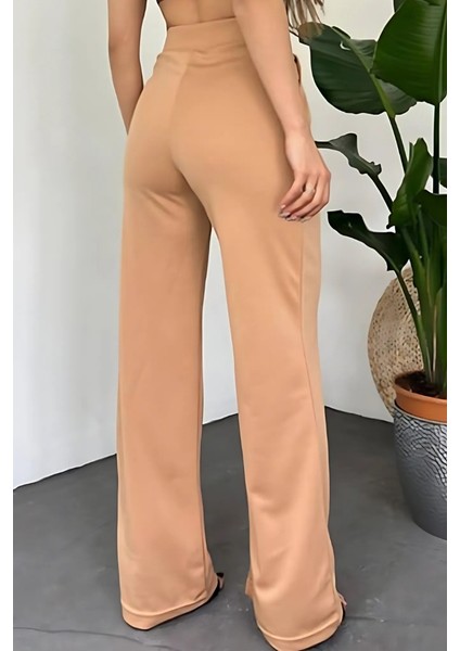 Cırtlı Palazzo Pantolon 1353 - Vizon modelleri