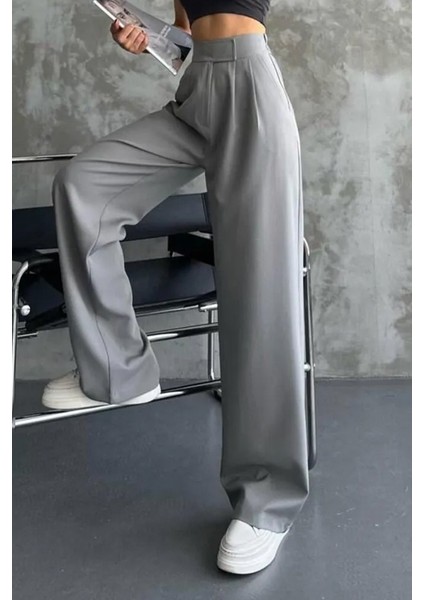 Cırtlı Palazzo Pantolon 1353 - Gri fiyatları