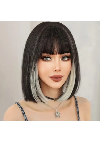 Kısa Düz Perçemli Bob Peruk