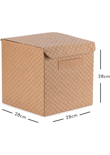 Balıksırtı desenli kapaklı dolap ıçi çamaşır oyuncak düzenleyici katlanır saklama kutusu organizer 28x28x28