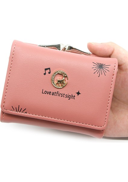 Bayan Cüzdan Moda Üç Katlı Çanta Para Cüzdanı Kart Tutucu Clutch Manyetik Toka Büyük Banknot Yuvası Bayanlar Kısa Cüzdan (Yurt Dışından)