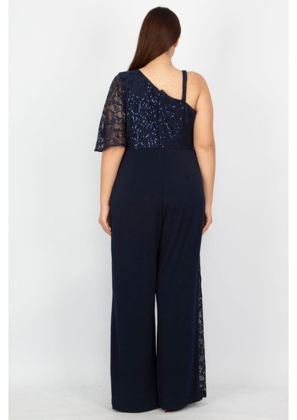 Kadın Tulum Lacivert Renk Dantel Detaylı %95 Polyester %5 Elastan Konforlu modelleri