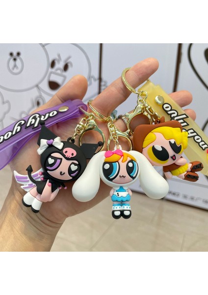 Hengshan Crossdressing Powerpuff Kız Anahtarlık Sevimli Bebek Araba Anahtarlık Çanta Kolye (Yurt Dışından) fiyatları