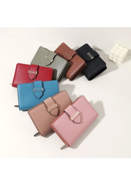 Moda Büyük Kapasiteli Fermuarlı Clutch Çanta Iki Katlı Cüzdan Cüzdan Kadın Kısa Stil (Yurt Dışından)