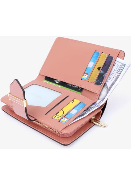 Moda Büyük Kapasiteli Fermuarlı Clutch Çanta Iki Katlı Cüzdan Cüzdan Kadın Kısa Stil (Yurt Dışından)