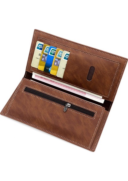 Erkek Uzun Cüzdan Ince Clutch Kimlik Çantası Çoklu Kart Yuvası Erkek Cüzdanı (Yurt Dışından)