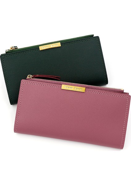 Moda Basit Bayanlar Uzun Cüzdan Büyük Kapasiteli Kart Tutucu Para Cüzdanı Clutch Fermuarlı Cüzdan (Yurt Dışından)