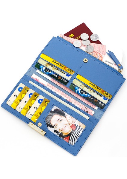 Moda Basit Bayanlar Uzun Cüzdan Büyük Kapasiteli Kart Tutucu Para Cüzdanı Clutch Fermuarlı Cüzdan (Yurt Dışından)