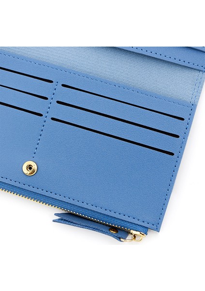 Moda Basit Bayanlar Uzun Cüzdan Büyük Kapasiteli Kart Tutucu Para Cüzdanı Clutch Fermuarlı Cüzdan (Yurt Dışından)