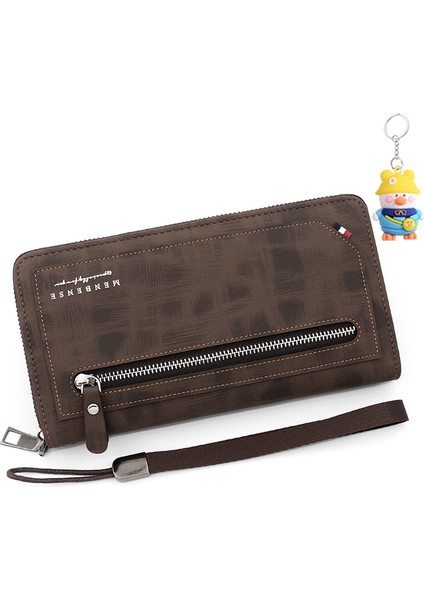 Erkek Uzun Cüzdan Fermuarlı Moda Casual Cüzdan Clutch Büyük Kapasiteli Çoklu Kart Yuvası Cep Telefonu Çantası (Yurt Dışından)