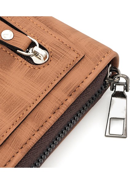 Erkek Uzun Cüzdan Fermuarlı Moda Casual Cüzdan Clutch Büyük Kapasiteli Çoklu Kart Yuvası Cep Telefonu Çantası (Yurt Dışından) indirimleri